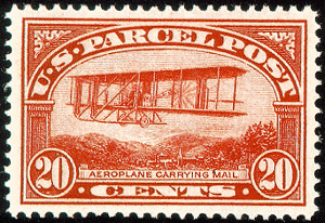 aeroplane carrying mail postage stamp from 1913