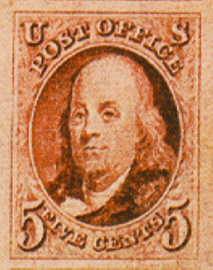 benjamin franklin postage stamp from 1847