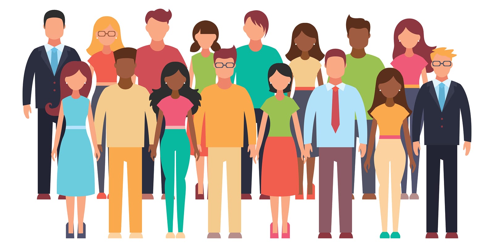 Group Of Working People Standing On White Background. Business M Group of working people standing on white background. Business men and business women in flat design people characters