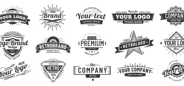 Fifteen logos with filler text show examples of different ways to design a logo to represent your company well to your audience.