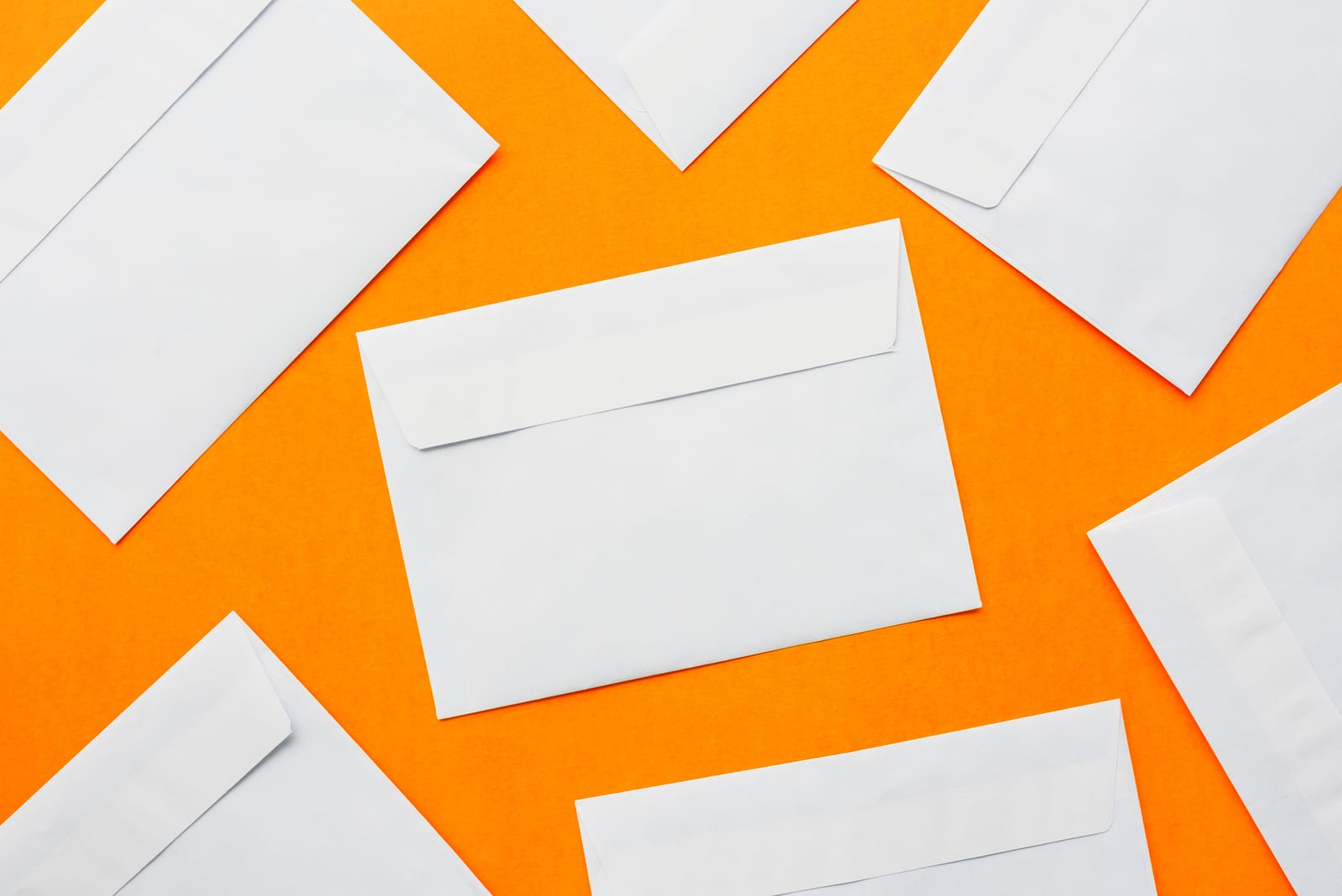 Blank post mail letter envelopes top view as mock up copy space